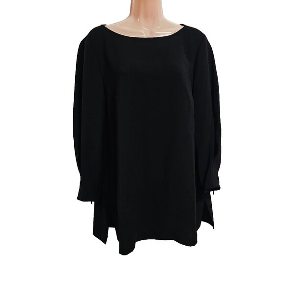 Lafayette 148 Caddie Finesse Crepe Blouse Black Top Blouse Women Size 10 - Picture 3 of 15